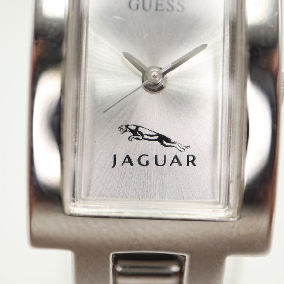 Guess Jaguar Racing Logo Silver Tone 18mm Rectangle Watch Bracelet w New Battery - Picture 8 of 15